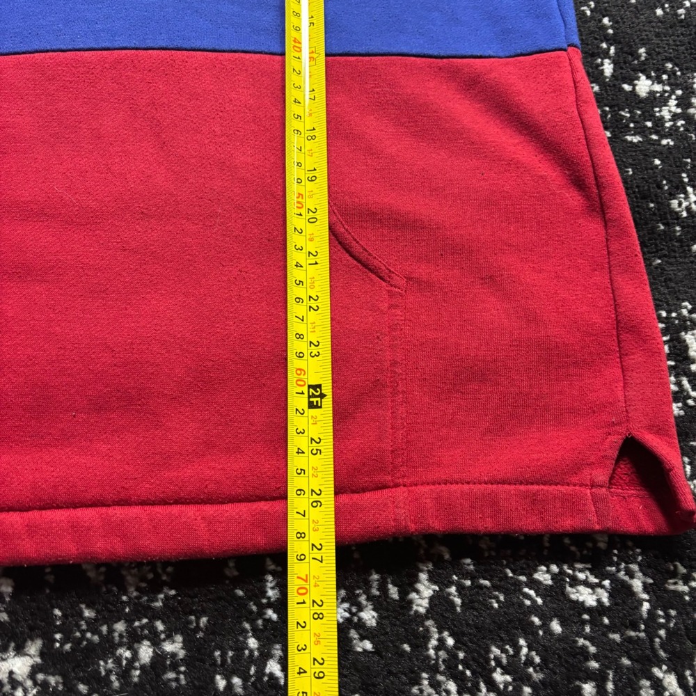 Vintage 80s Reebok Hoodie Mens Small Colorblock Blue Red Athletically Inspired - Picture 4 of 5